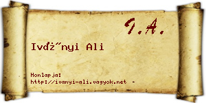 Iványi Ali névjegykártya