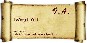 Iványi Ali névjegykártya
